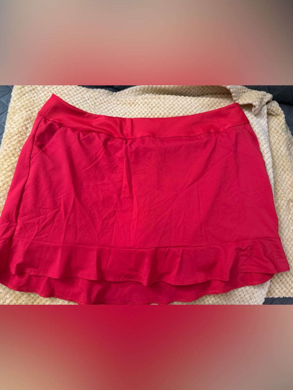 adidas red Ruffle Hem Active Skort